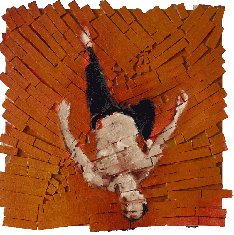 Red Painting of a Flipping Acrobat